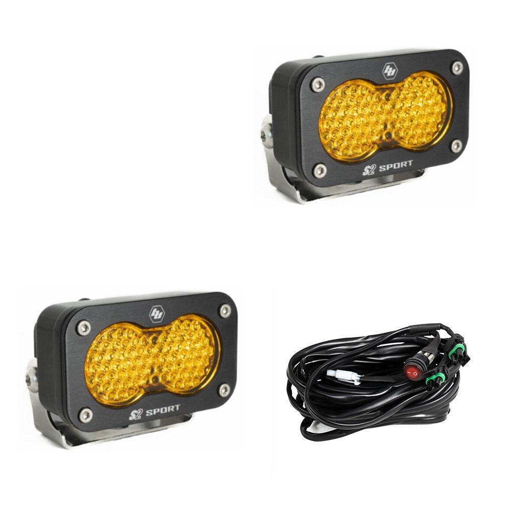 Baja Design S2 Sport Black LED Auxiliary Light Pod Pair - Universal (Choose Color/Pattern)
