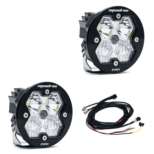 Baja Designs Squadron-R 2.0 Pro Black LED Auxiliary Light Pod Pair - Universal - Driving/Combo Clear