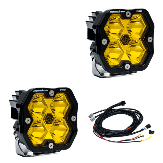 Baja Designs Squadron 2.0 Pro Black LED Auxiliary Light Pod Pair - Universal - Spot Amber
