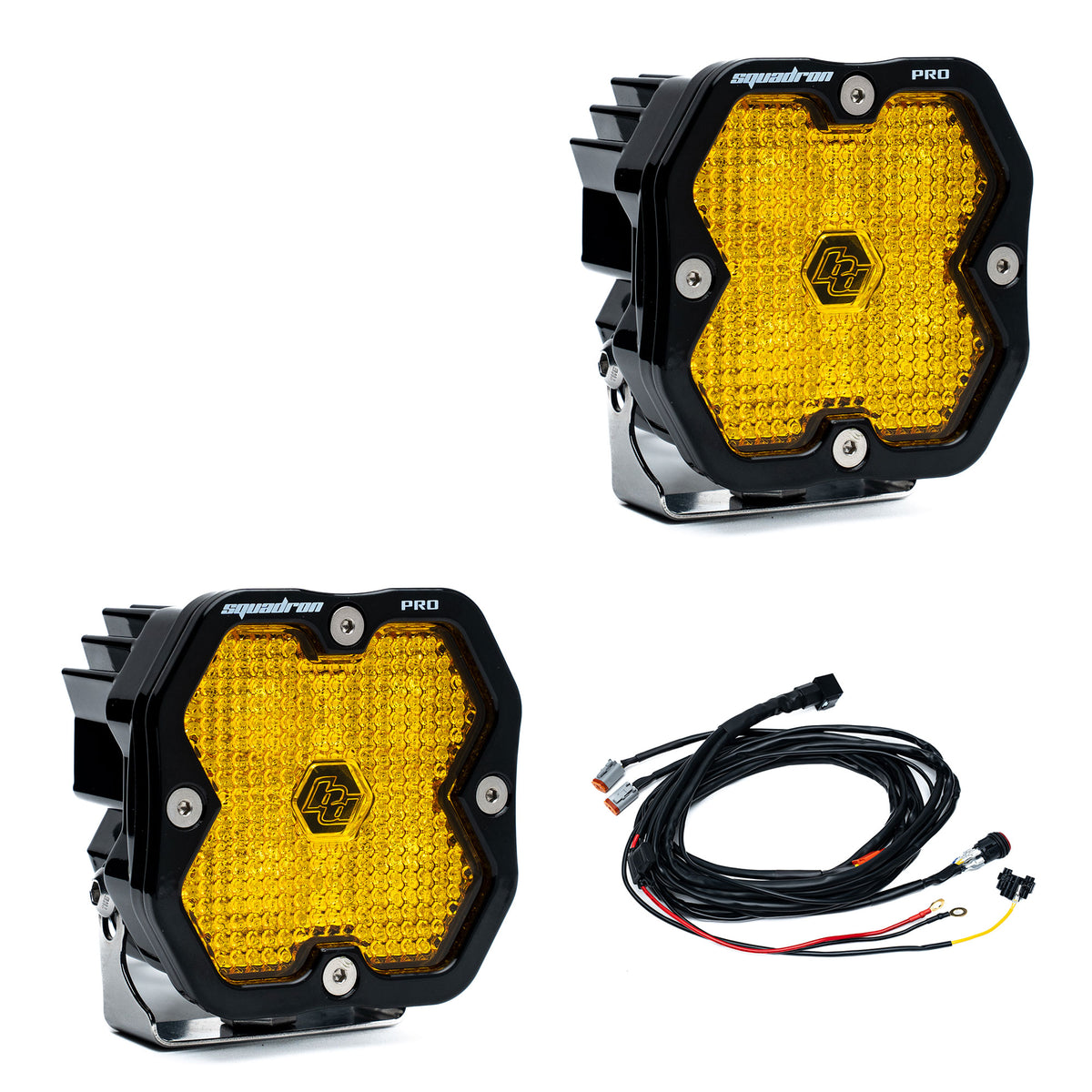 Baja Designs Squadron 2.0 Pro Black LED Auxiliary Light Pod Pair - Universal - Work/Scene Amber