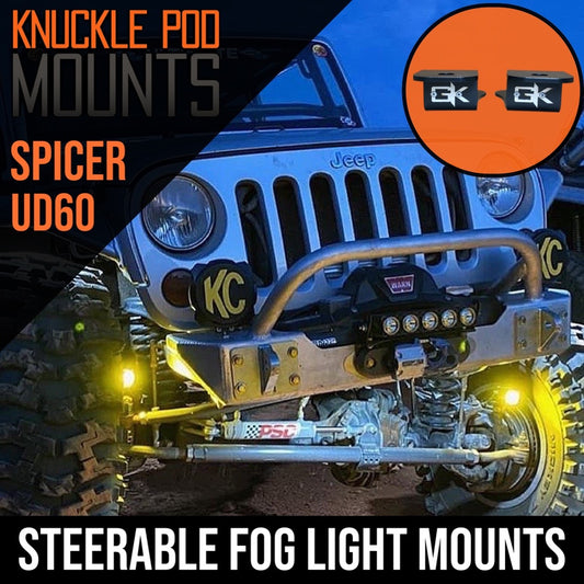 Dana Spicer Ultimate Dana 60 Steerable Knuckle Pod Light Mounts for High Steer