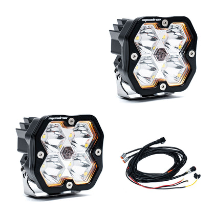 Baja Designs Squadron 2.0 Sport Black LED Auxiliary Light Pod Pair - Universal - Clear Spot