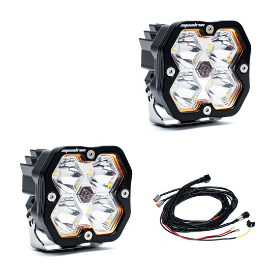 Baja Designs Squadron 2.0 Sport Black LED Auxiliary Light Pod Pair - Universal - Clear Spot