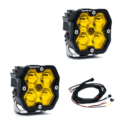 Baja Designs Squadron 2.0 Sport Black LED Auxiliary Light Pod Pair - Universal - Amber Spot