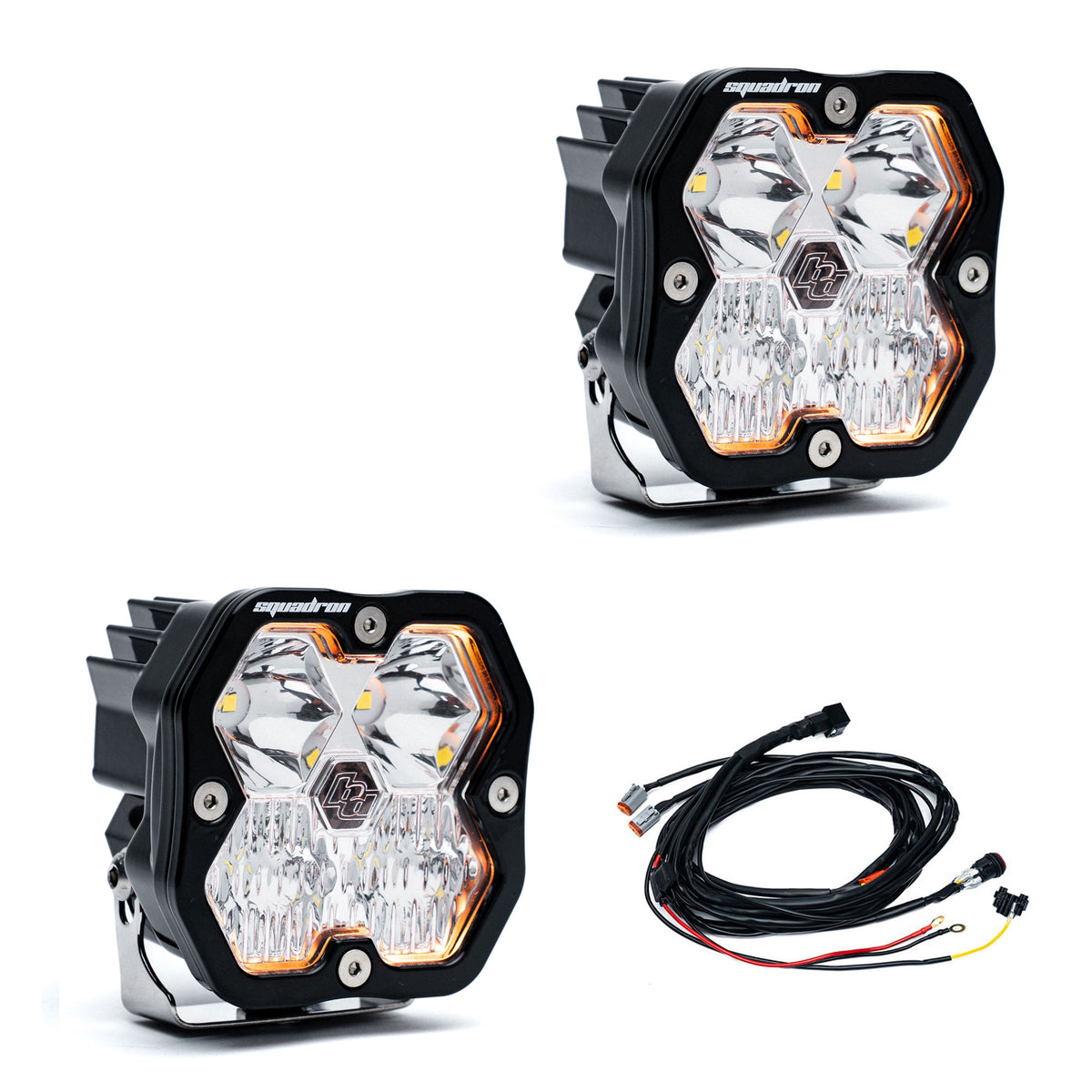 Baja Designs Squadron 2.0 Sport Black LED Auxiliary Light Pod Pair - Universal - Clear Driving/Combo