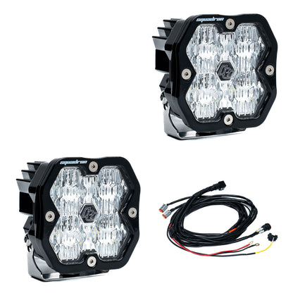 Baja Designs Squadron 2.0 Sport Black LED Auxiliary Light Pod Pair - Universal - Clear Wide Cornering