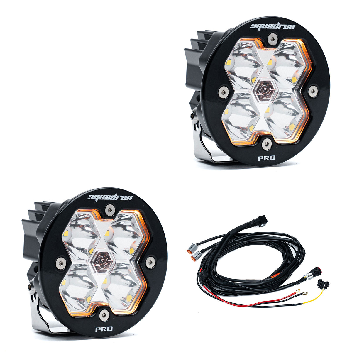 Baja Designs Squadron-R 2.0 Pro Black LED Auxiliary Light Pod Pair - Universal - Spot Clear