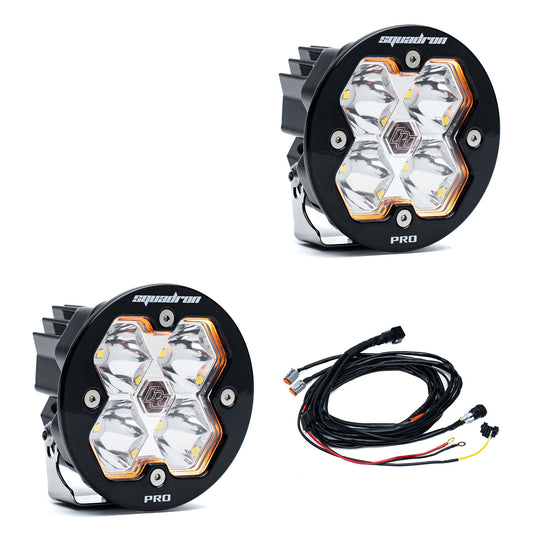 Baja Designs Squadron-R 2.0 Pro Black LED Auxiliary Light Pod Pair - Universal - Spot Clear