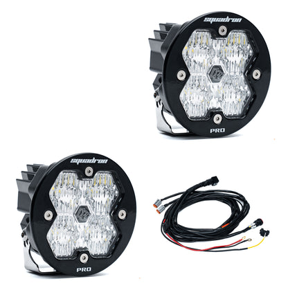 Baja Designs Squadron-R 2.0 Pro Black LED Auxiliary Light Pod Pair - Universal - Wide Cornering Clear