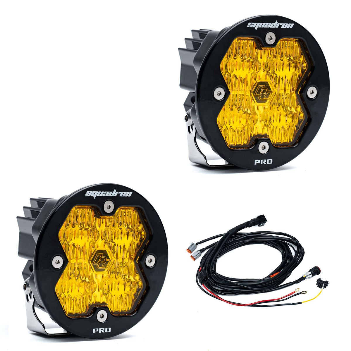 Baja Designs Squadron-R 2.0 Pro Black LED Auxiliary Light Pod Pair - Universal - Wide Cornering Amber