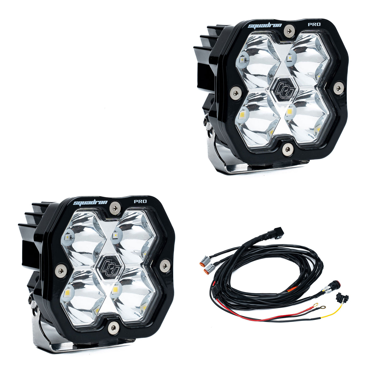 Baja Designs Squadron 2.0 Pro Black LED Auxiliary Light Pod Pair - Universal - Spot Clear