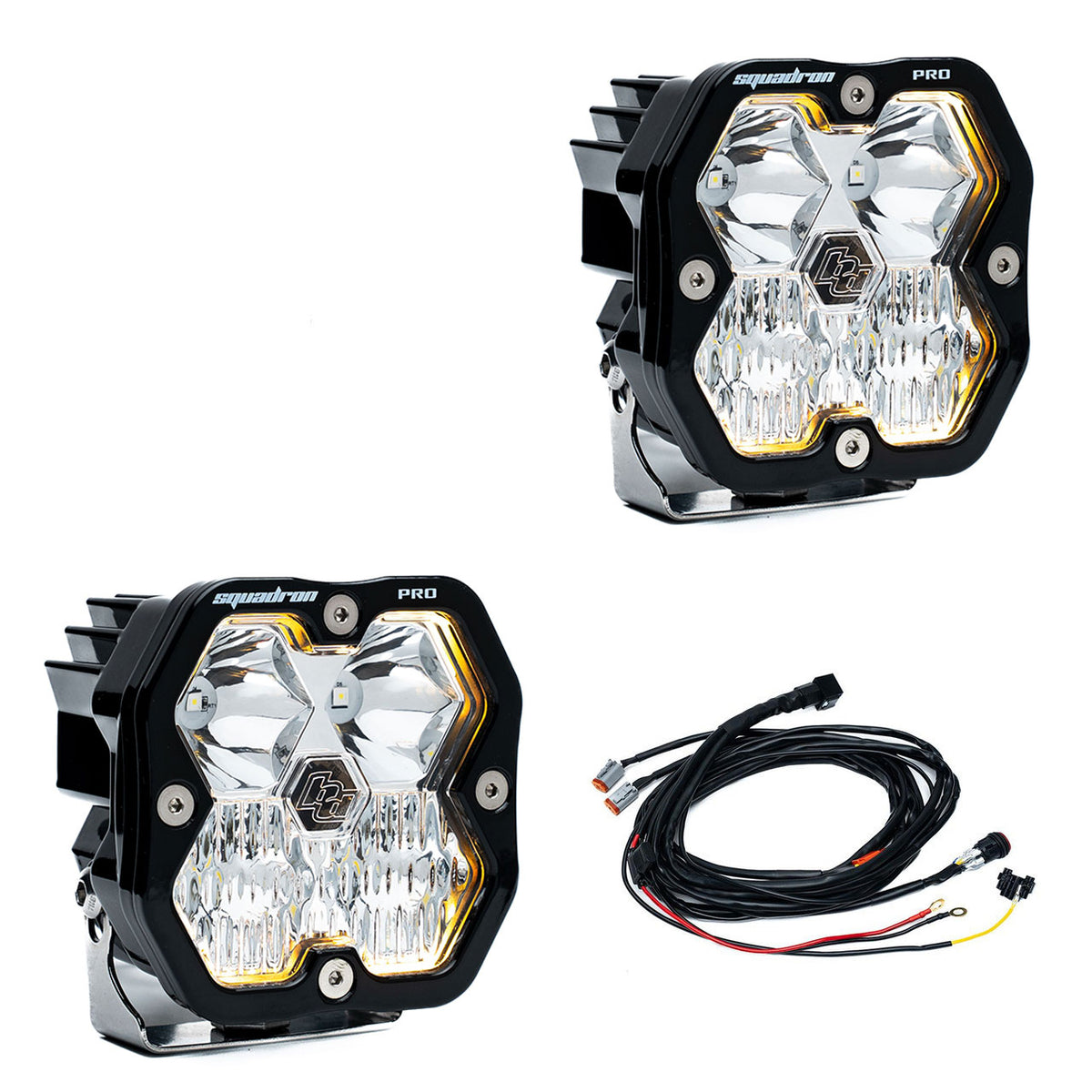 Baja Designs Squadron 2.0 Pro Black LED Auxiliary Light Pod Pair - Universal - Driving/Combo Clear
