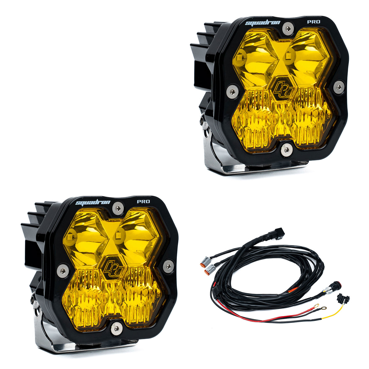 Baja Designs Squadron 2.0 Pro Black LED Auxiliary Light Pod Pair - Universal - Driving/Combo Amber