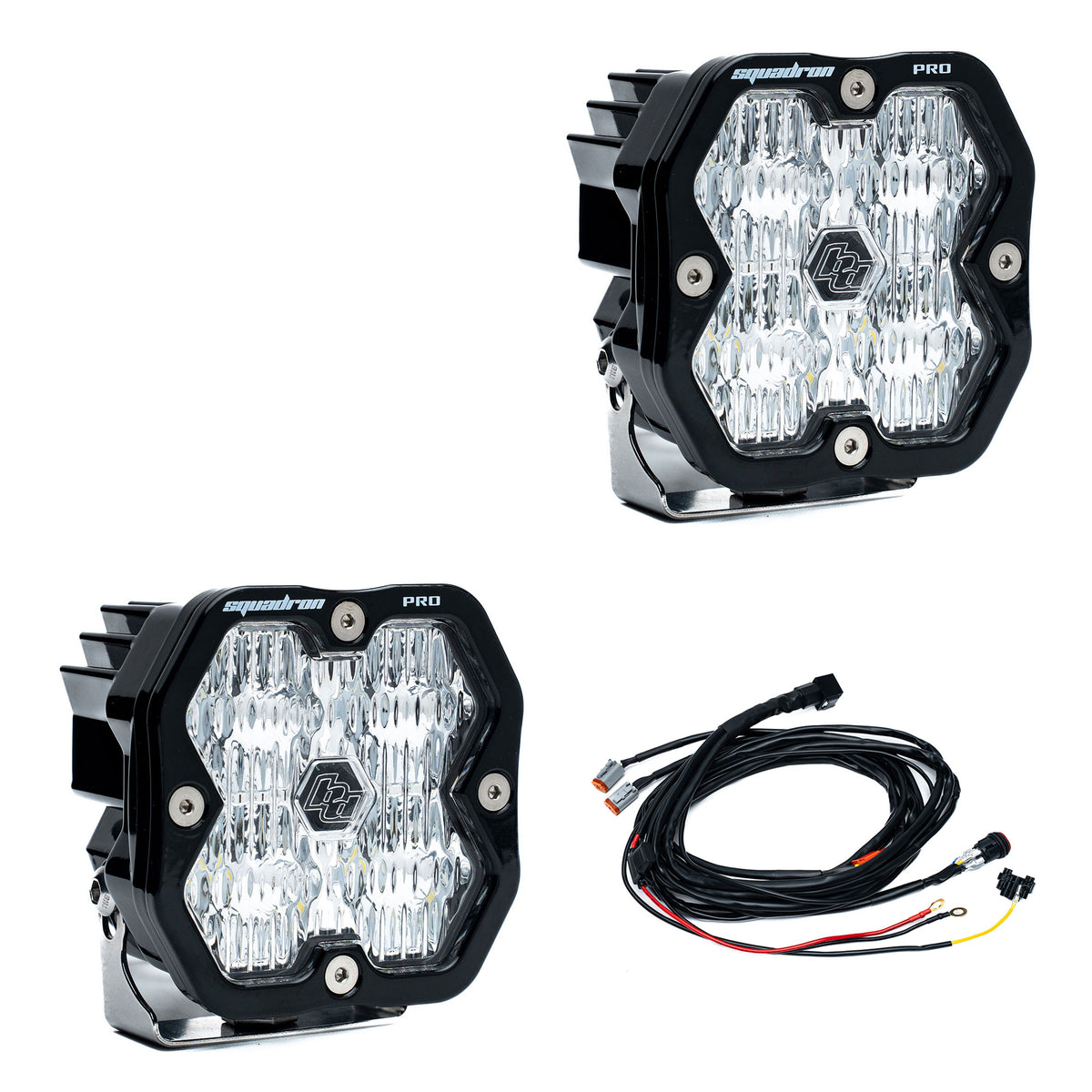 Baja Designs Squadron 2.0 Pro Black LED Auxiliary Light Pod Pair - Universal - Wide Cornering Clear