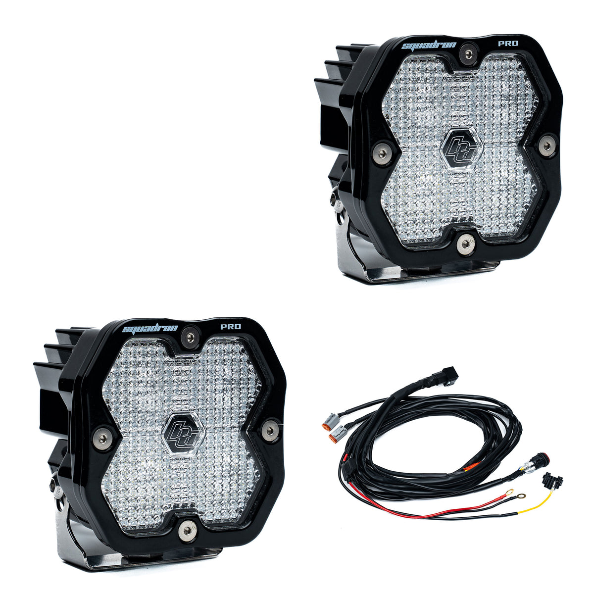 Baja Designs Squadron 2.0 Pro Black LED Auxiliary Light Pod Pair - Universal - Work/Scene Clear