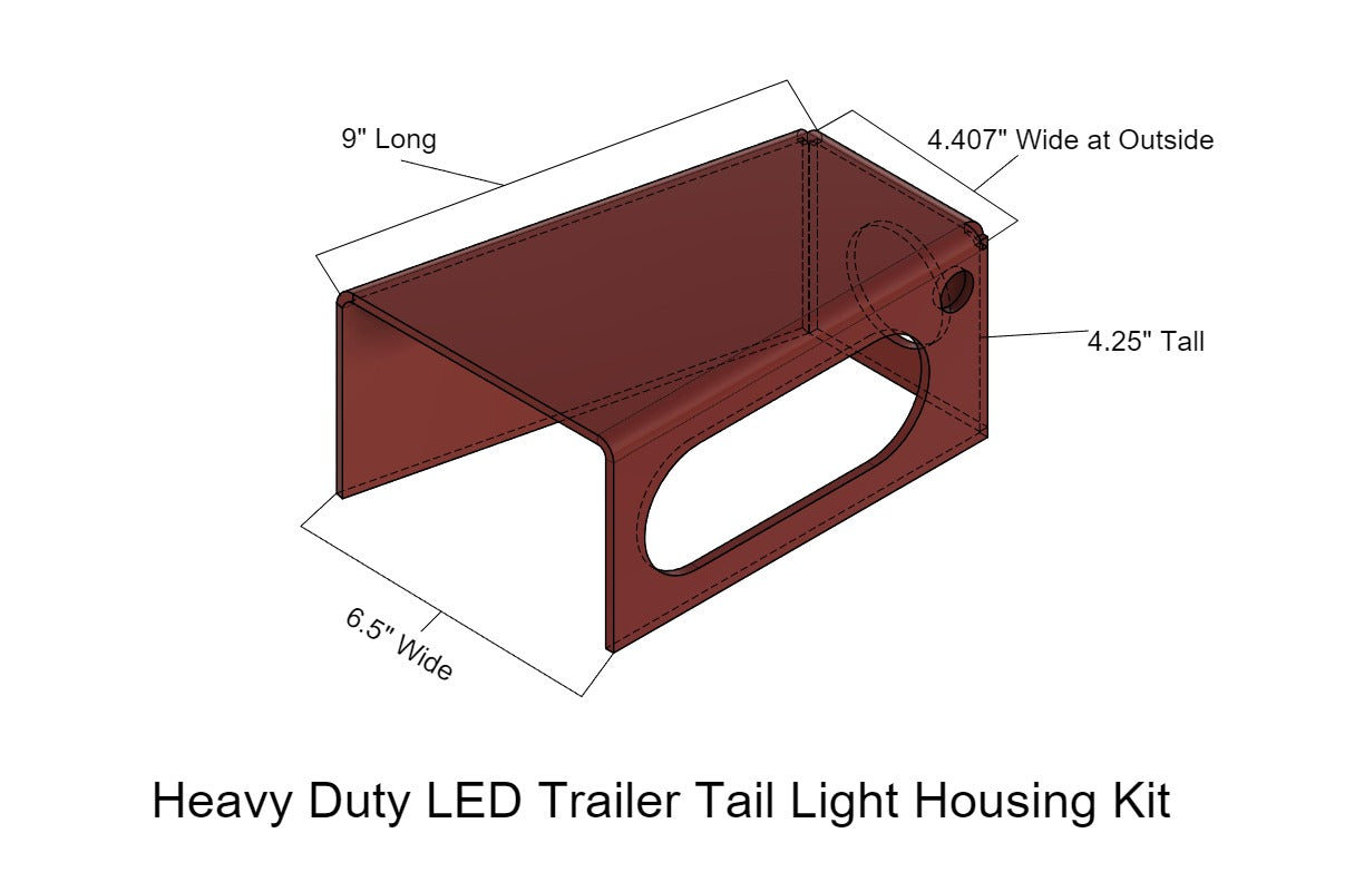 Heavy Duty Weld On LED Trailer Tail Light Housing Kit 3/16 Steel DIY - Pair