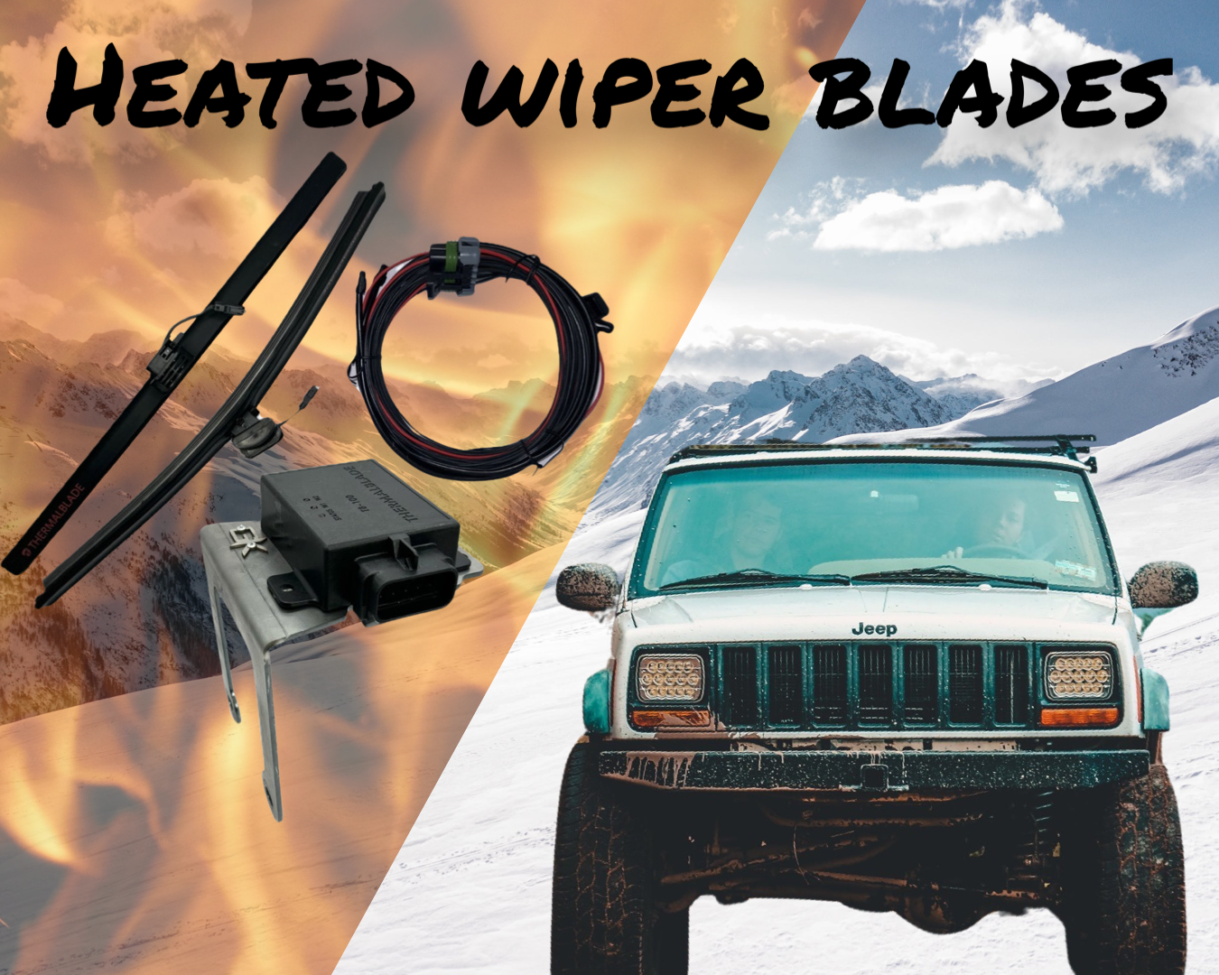 1984-2002 Jeep Cherokee XJ Heated Wiper Blades with Installation Bracket