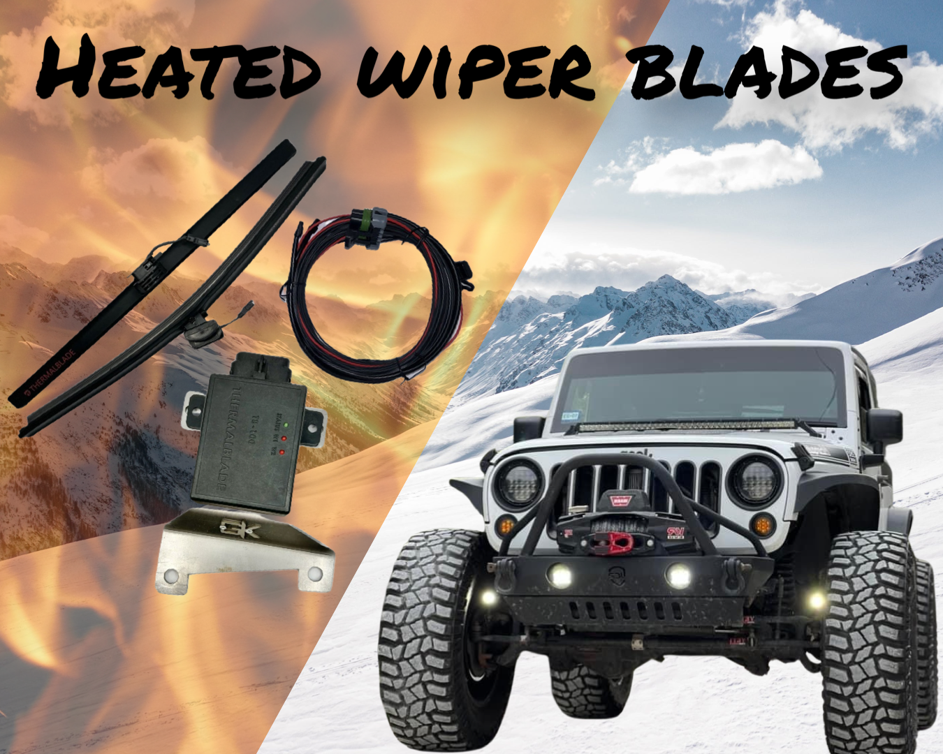 2007-2018 Jeep Wrangler JK Heated Wiper Blades with Installation Bracket