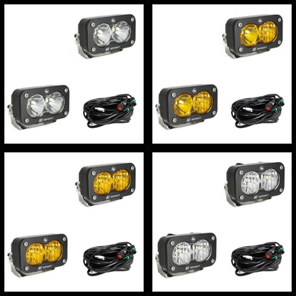 Baja Design S2 Sport Black LED Auxiliary Light Pod Pair - Universal (Choose Color/Pattern)