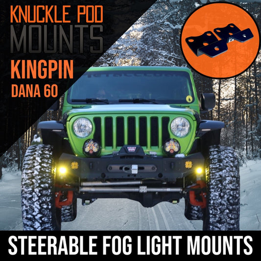 Dana 60 "Kingpin" Steerable Knuckle Pod Light Mounts for High Steer