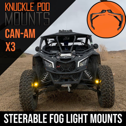 2017-2022 Can Am Maverick X3 Steerable Knuckle Pod Light Mounts Fits 5+2 and Up Wheel Offset