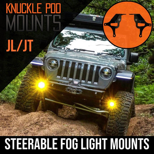 2018+ Jeep JL JT Gladiator Wrangler Steerable Knuckle Pod Light Mounts for Dana 30/44 Axles