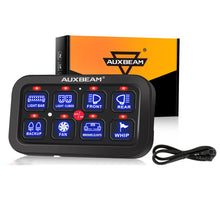 Load image into Gallery viewer, AuxBeam 8 Gang LED Switch Panel Kit BA80 Automatic Dimmable Universal(One-Sided Outlet) Blue &amp; 47 Inch Extension Cable(Optional)