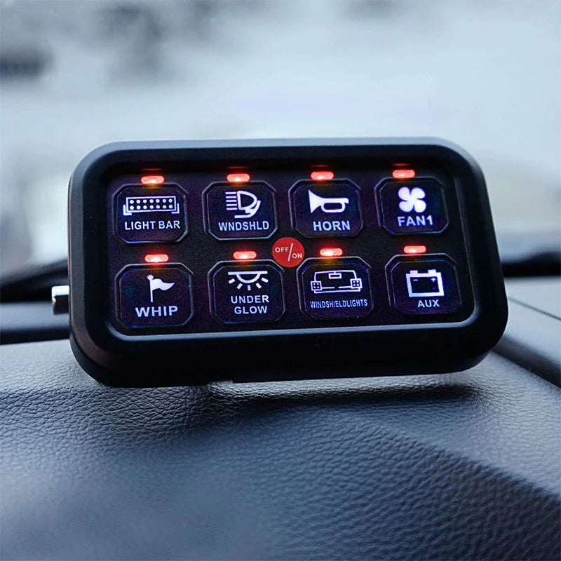 AuxBeam 8 Gang LED Switch Panel Kit BA80 Automatic Dimmable AuxBeam 8 Gang LED Switch Panel Kit BA80 Automatic Dimmable